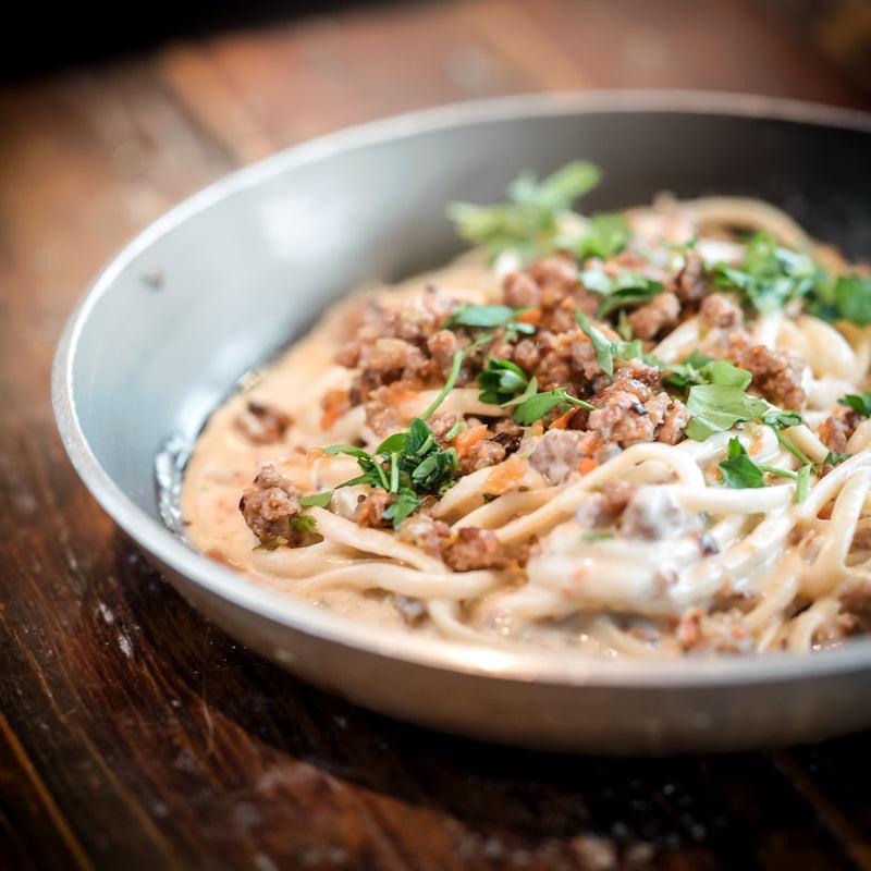 Rigatone salsiccia - crema - Parmigiano - Suggestie-Bastiano Bonheiden